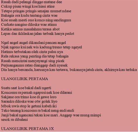 rasah omong kancane artinya  Lagu Daerah Yogyakarta